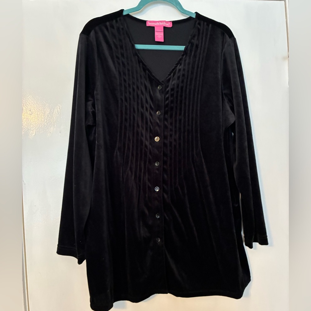 Woman Within Black Polyester Top